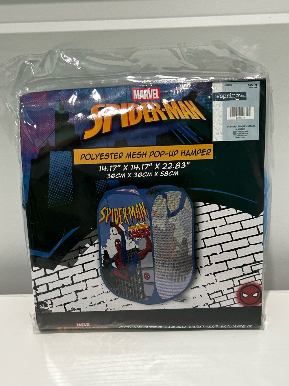 Marvel Spider-Man Mesh Pop-Up Laundry Hamper Kids Room Storage New Sealed